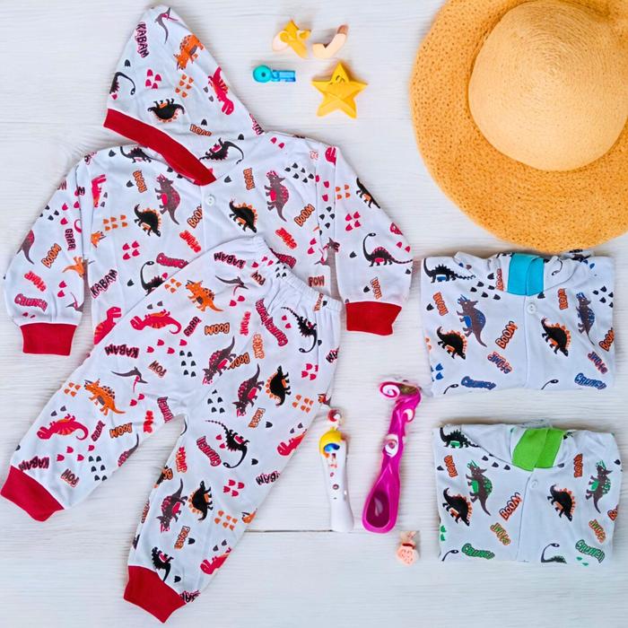 HOODIE BABY NEW BORN Setelan Baju Cindung & Celana Panjang Motif Dinosaurus Lucu Bahan Super Lembut 
