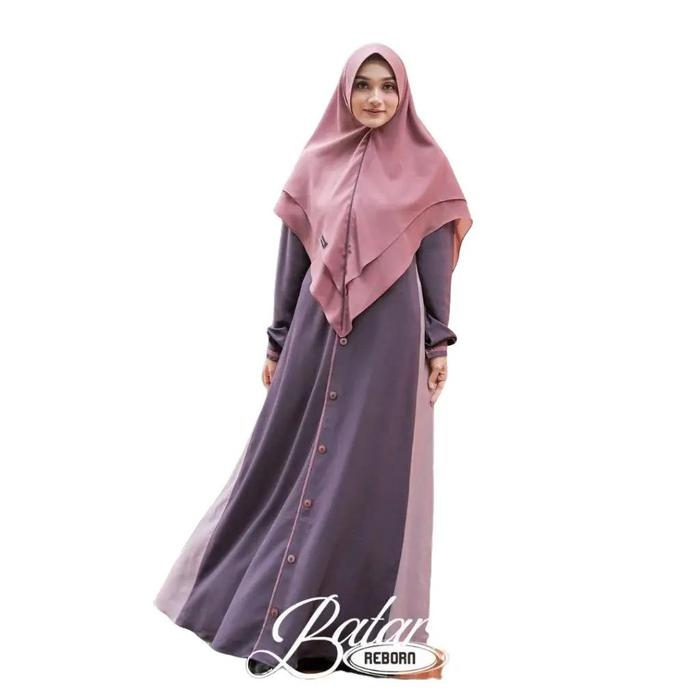 Assyifa Batari Reborn Mom Dress Warna Aster Bahan Lady Zara Premium Busui & Wudhu Friendly dengan Sa