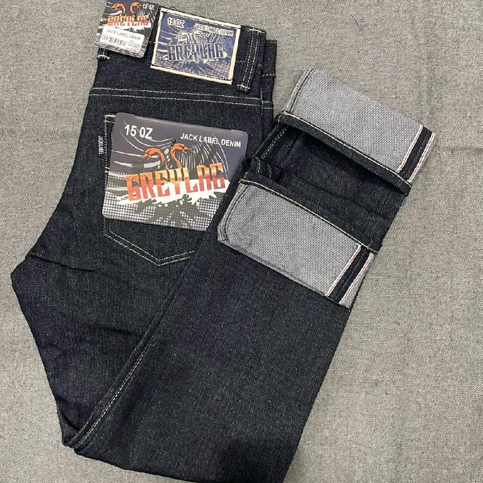 Celana Denim Selvedge Accent JL Greylac 15 Oz Red Line Super Deep Indigo - Slim Straight - Jeans