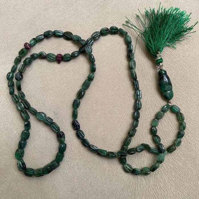 Batu Zamrud Tasbih Batu Ruby Tasbih Natural Emerald Beryl Asli Batu Zamrud CT 184