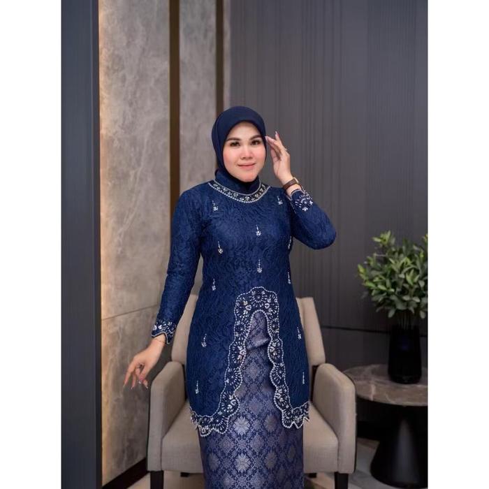 Set Kebaya Tunik Nala Brokat Payet Premium / Kebaya Lamaran Wisuda Modern