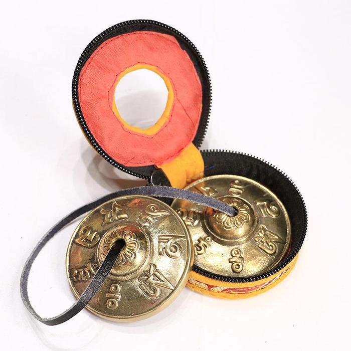 Bel Tibet Kerajinan Tangan Cymbal Bell Tembaga Crisp Suara Simbol