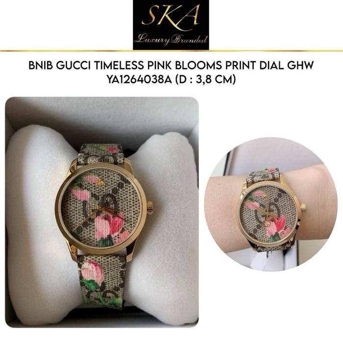 Gucci Watch Authentic Timeless Pink Blooms Print Dial GHW 38mm
