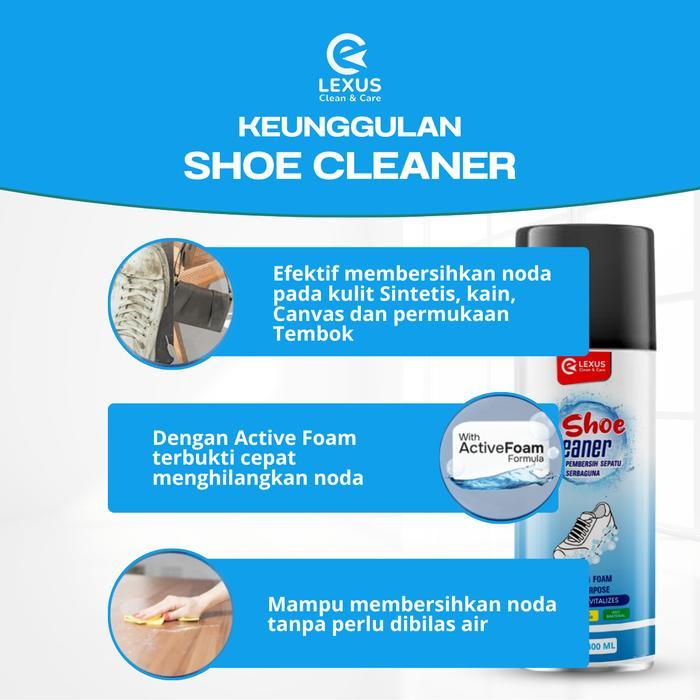 Lexus Shoe Cleaner Pembersih Sepatu Serbaguna Multipurpose Foam Cleaner 400Ml Free Lap Microfiber