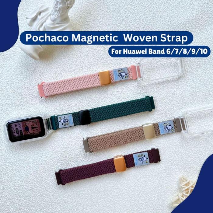 Pochaco Magnetic ided woven strap For Huawei Band 6 Huawei Band 7 Huawei Band 8 Huawei Band 9 Huawei