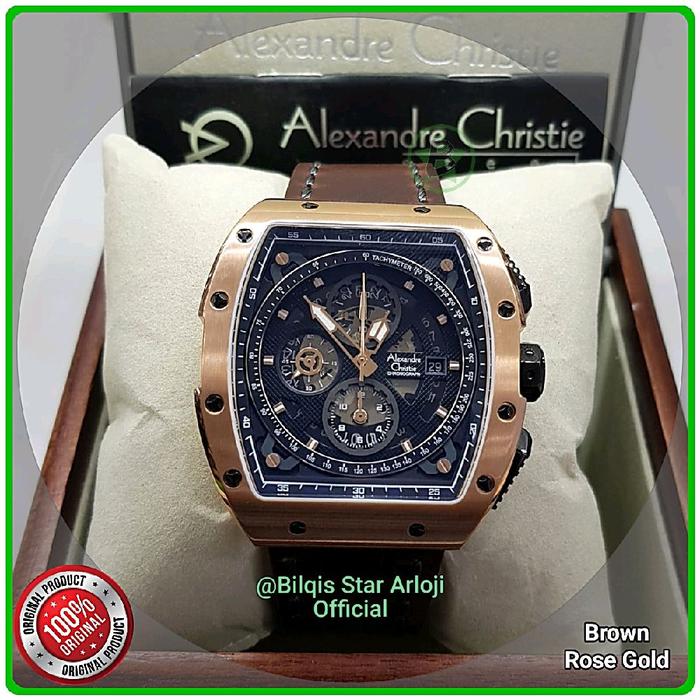 Alexandre Christie Pria Kotak Ac 6411 Mc Case Rose Gold Tali Kulit Original
