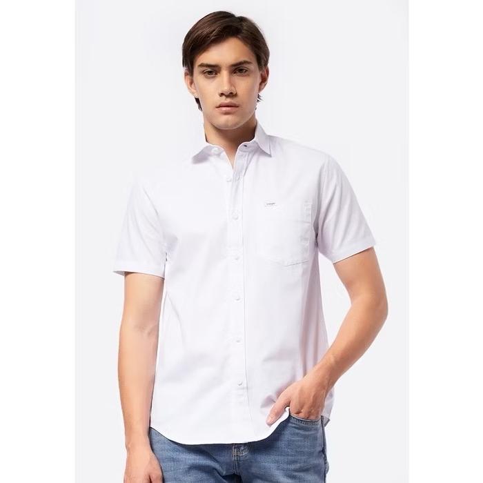 Kemeja Putih Wrangler Original Lengan Pendek & Lengan Panjang Katun Nyaman Pria