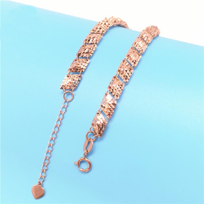 585 purple gold shiny and exquisite rhombusbracelet for women plated 14K rose gold bangles romantic 