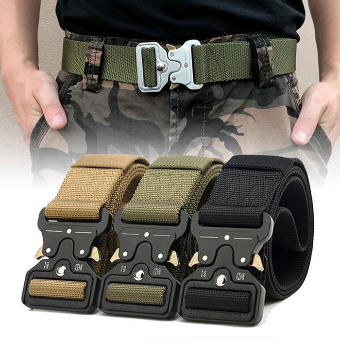 Ikat Pinggang Pria Nylon Kanvas Kepala Besi Sabuk Pria Canvas Gesper Men Belt Tectikal Military - Hi