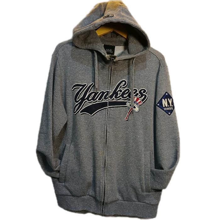 Sweater Hoodie MLB NY Yankees Full Bordir Grey Size L