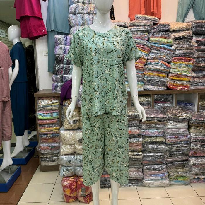 Setelan baju tidur rayon Yeong Gi size L celana 7/8