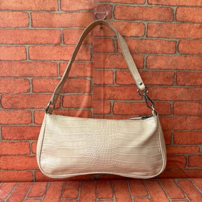 TAS SHOULDER WANITA JWPEI KULIT SECOND BRANDED CREAM WHITE / TAS KETEK WANITA KULIT JWPEI SECOND