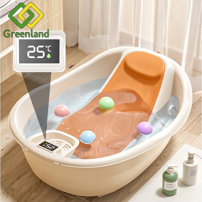 ManiaShop- Greenland Bak Mandi Anak dengan Indikator Suhu Bak Mandi Anak Portable Bak Anak Bath Tub