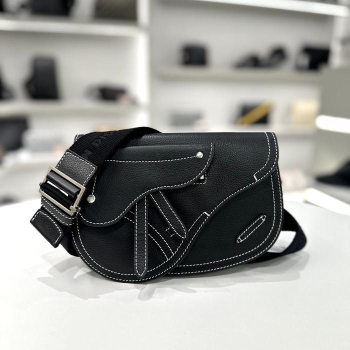 DIOR SADDLE GRAINED CALFSKIN LEATHER BLACK