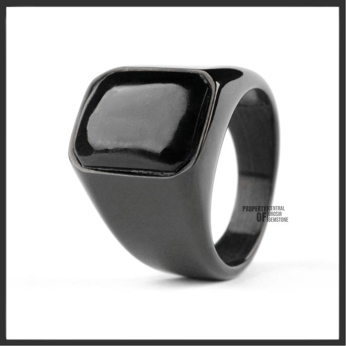 CINCIN PRIA KEREN BATU GIOK HITAM NATURAL BLACK JADE ASLI ACEH GARANSI