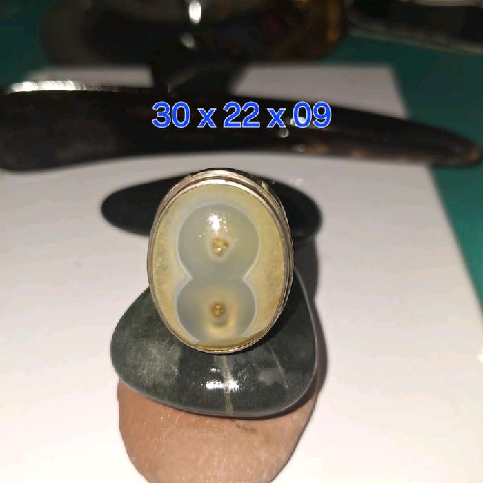 batu cincin limau manis kristal ikat perak motif angka 8 delapan batunya combong tiga limited editio