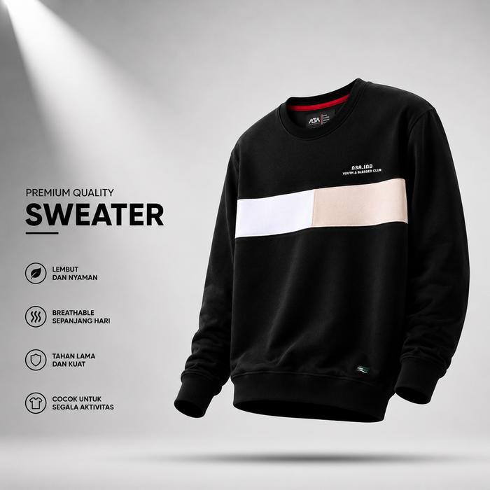 Nsa Ind Crewneck Colour Block Players Club white-Cream pria wanita Crewneck Colour Block Players