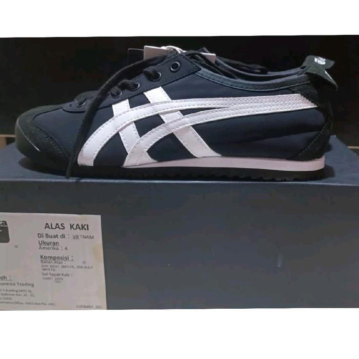 Onitsuka Tiger Sepatu Sneakers Wanita Hitam Putih Made in Vietnam Ukuran 36 Mexico66