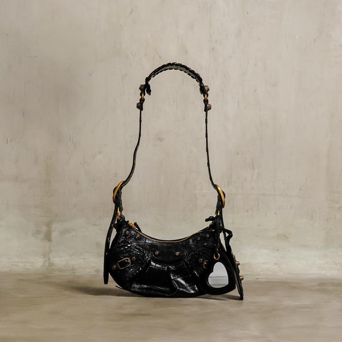 Tas BALENCIAGA CAGOLE CROCO GHW BLACK SHOULDER BAG XTRA SMALL 100% ORIGNAL - 24X12X6CM