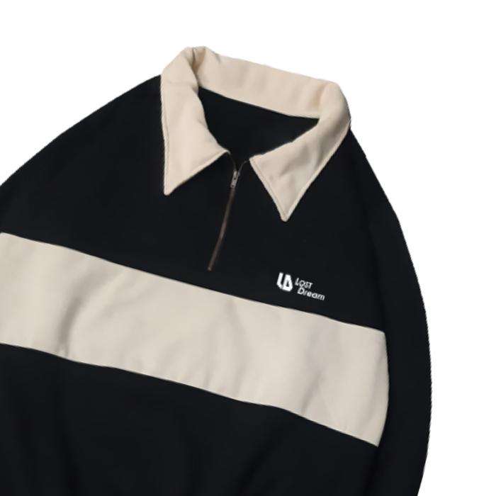 Sweater Rugby Zipper LDR Art Half Zip Sweatshirt Premium Distro M - XXL Rugby Shirt Kombinasi Warna 