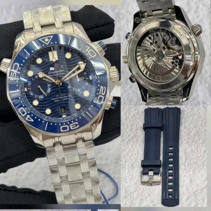JAM TANGAN OMEGA SEAMASTER DIVER CHRONO SS BRACELET TIER 5 BLUE N1F 44MM