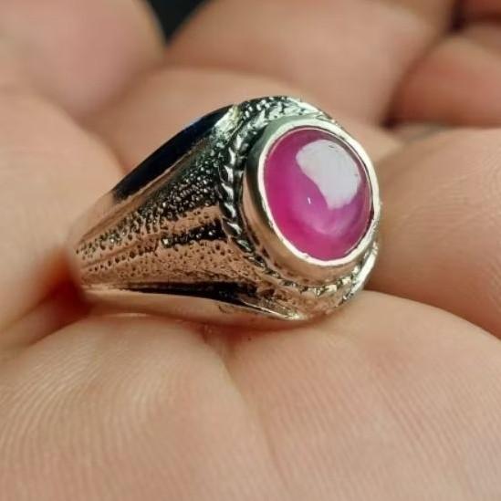 Batu cincin permata ruby jhonshon nginden patwa / pink / rubi daging merah 9-10mm  Elegan Rings / F1