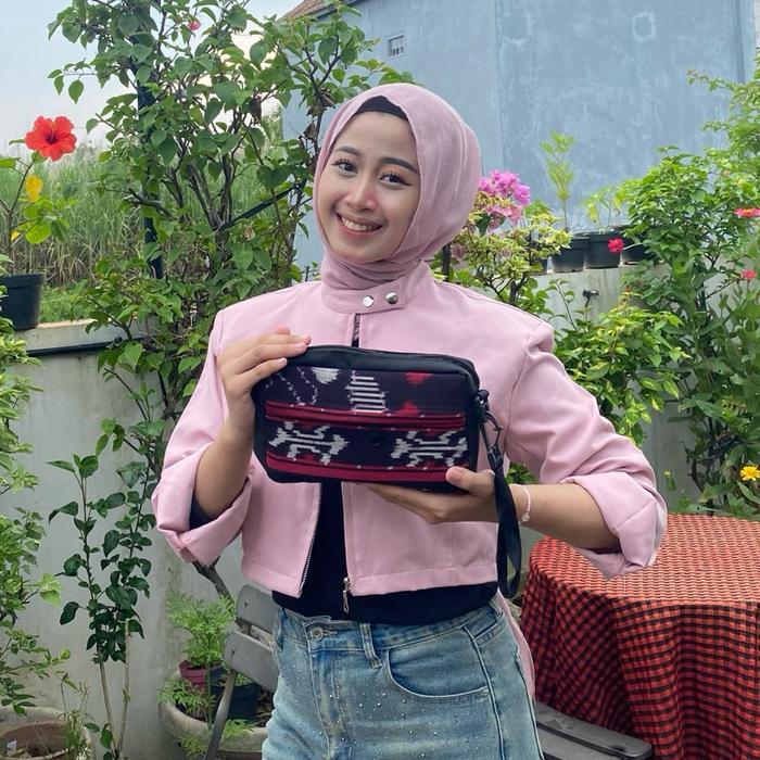 Handbag Pria/Wanita Kombinasi Tenun Asli Tas Clutch Tas Dompet Tas Simpel Motif Toraja
