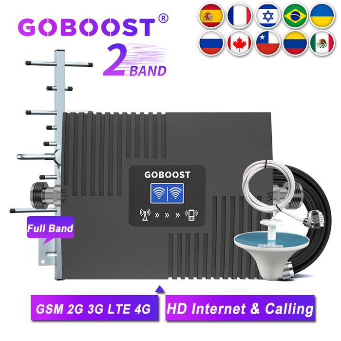 GOBOOST 2 Band Signal Booster 2G 3G GSM 900 850 DCS 1800 2100