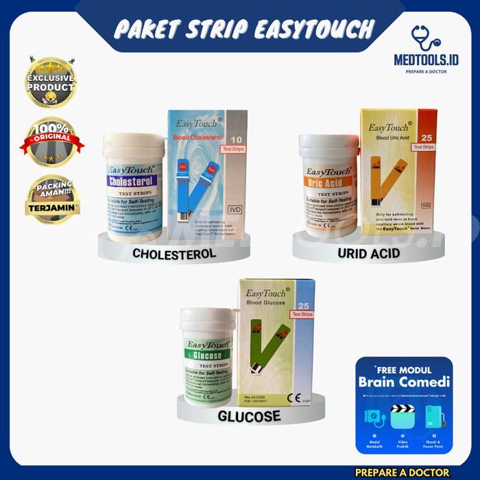 Paket Strip EasyTouch 3in1 [ Strip Kolesterol, Asam urat, Gula darah, Hemoglobin ] - Medtools