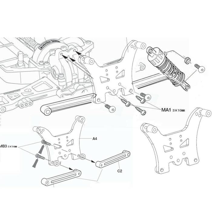RcAidong Carbon Rear Damper Stay for Tamiya TT-02B #54557 RC Buggy