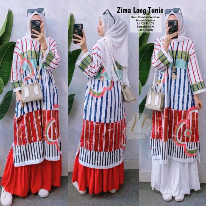 Zima // Zebra // Hesti Long Tunik wanita kaos combadd premium bestseller