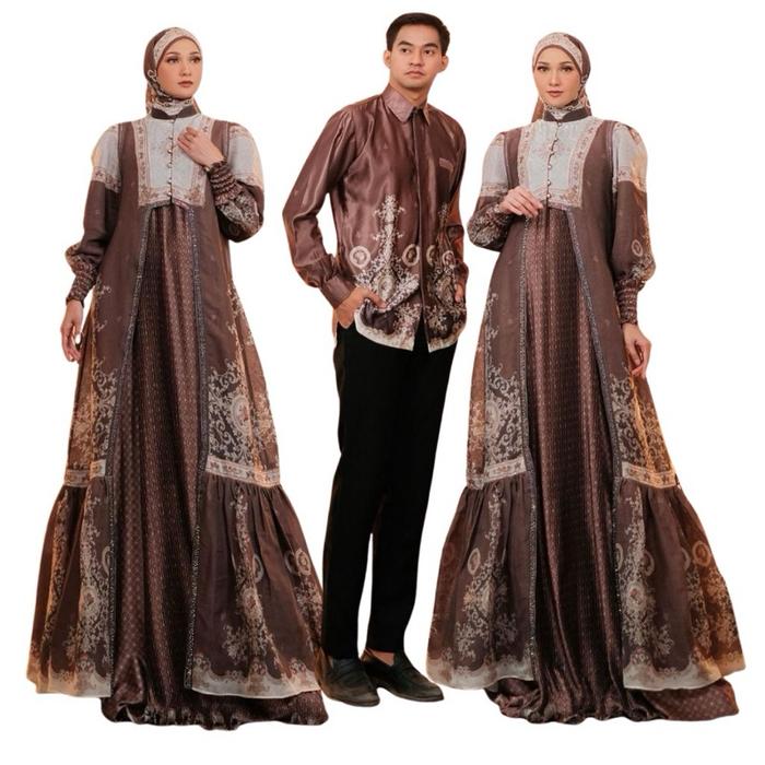 Aurakay GAMIS SARIMBIT FATIMAH SET HIJAB 7125 ORI By Aurakay Dress Inner Matt Silk Sutra Plisket Pre