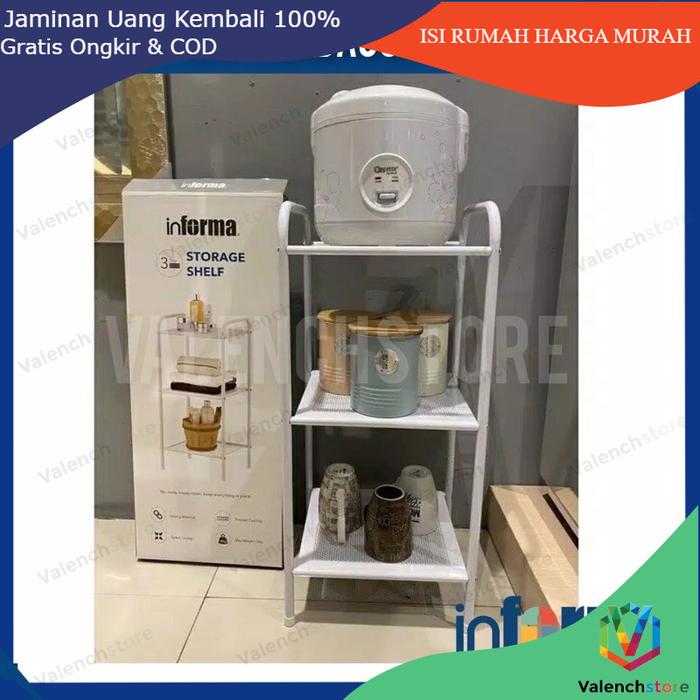 TERLARIS Informa Rak Serbaguna, Rak 3 Susun, Rak Dapur, Rak buku, Rak s/Rak Buku/Rak Magic Com/ rak