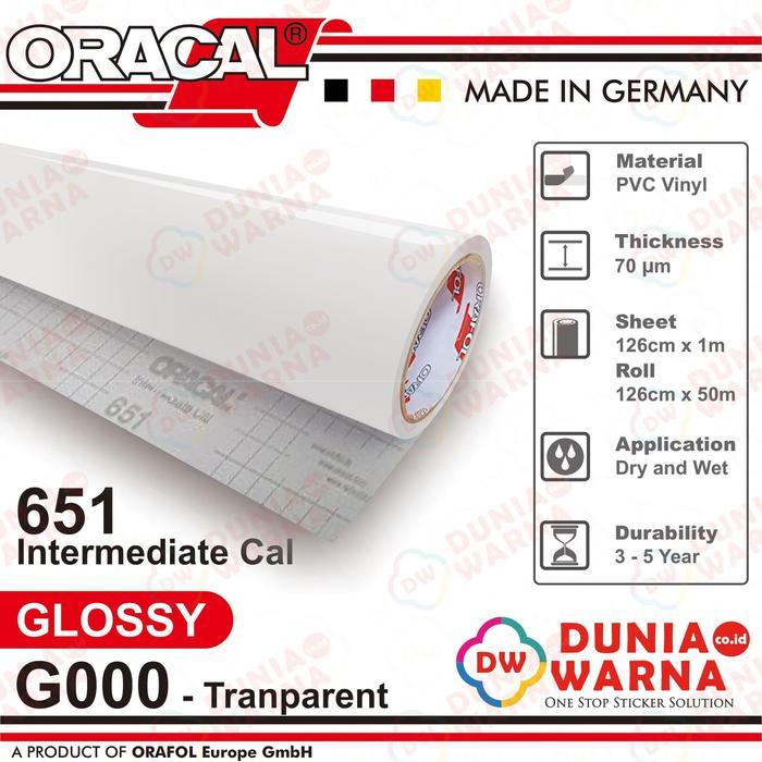 Oracal 651 000 Transparent 651G Gloss 651M Matte (Doff) Sticker Vinyl Calendered Intermediate Cal