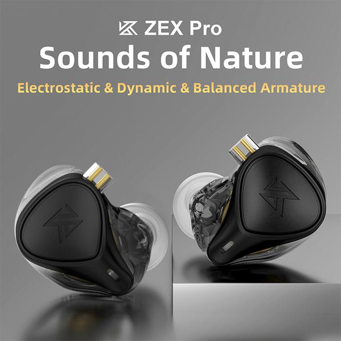 KZ ZEX PRO HIFI Headset Electrostatic Hybird Technology Wired