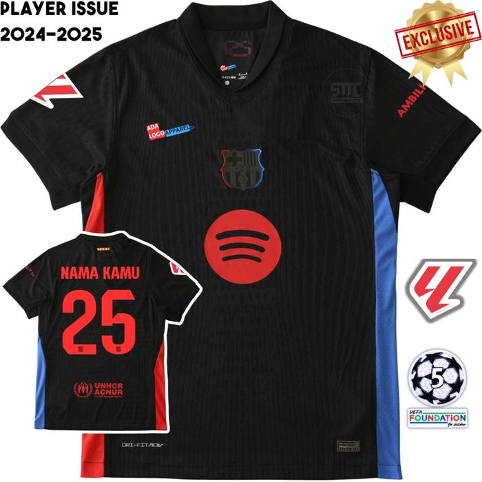 Jersey Brcln Player Issue 2024 2025 Away Baju Sepak Bola Barca Hitam Pemain Promo