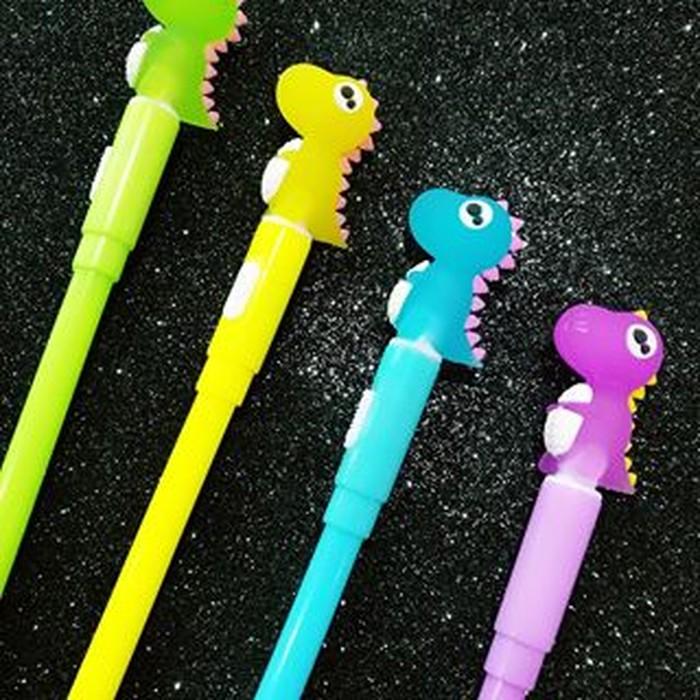 Pulpen Lampu Dinosaurus Nyala / Gel Pen Karakter Dino Pena Unik Bolpen