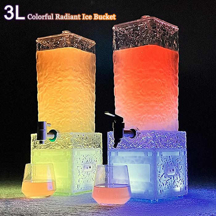 3L LED Luminous Beer Cannon Beer Tower Dispenser Outdoor Camping Bar KTV Party Acrylic Unbreakable I