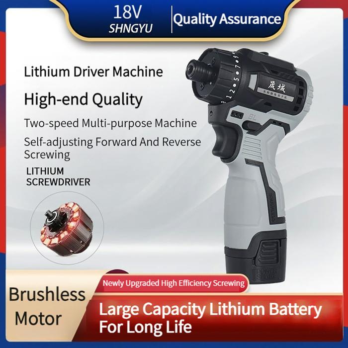 18V 1500mAh 60Nm 2100rpm Brushless Motor Cordless Screwdriver Drill Set Rechargable Impact Electric 