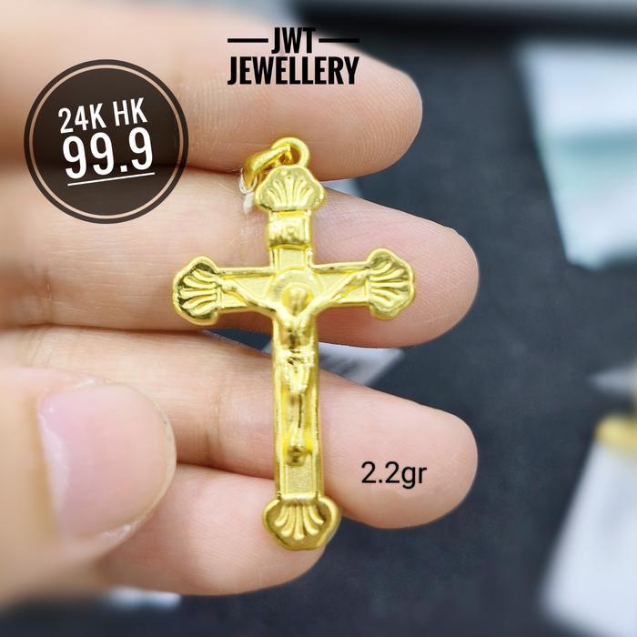 LIONTIN EMAS SALIB TUHAN YESUS  24K 24KARAT 24 KARAT HK 999