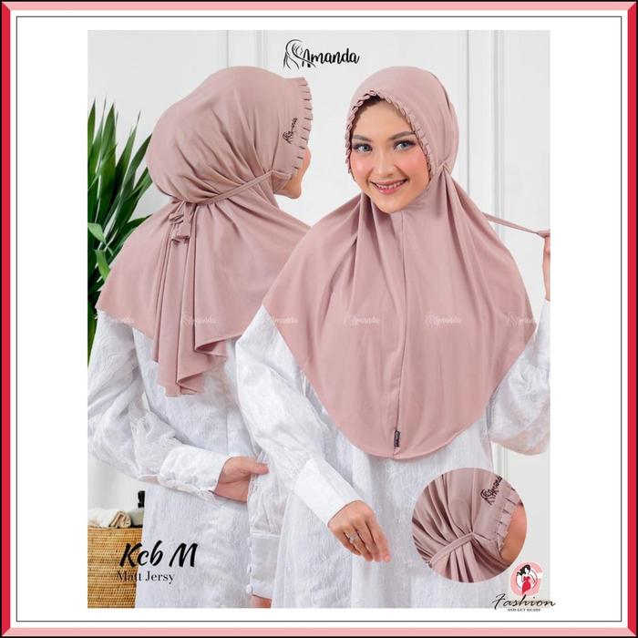 New Hijab Amanda Bergo Lipit Kubus Kerudung Daily Tali Jersey Premium
