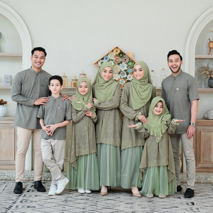 Zayra Hijab | Kalila Sage - Dress Gamis Wanita Brokat Kondangan Lebaran Jumbo Elegan Koko Anak Dewas
