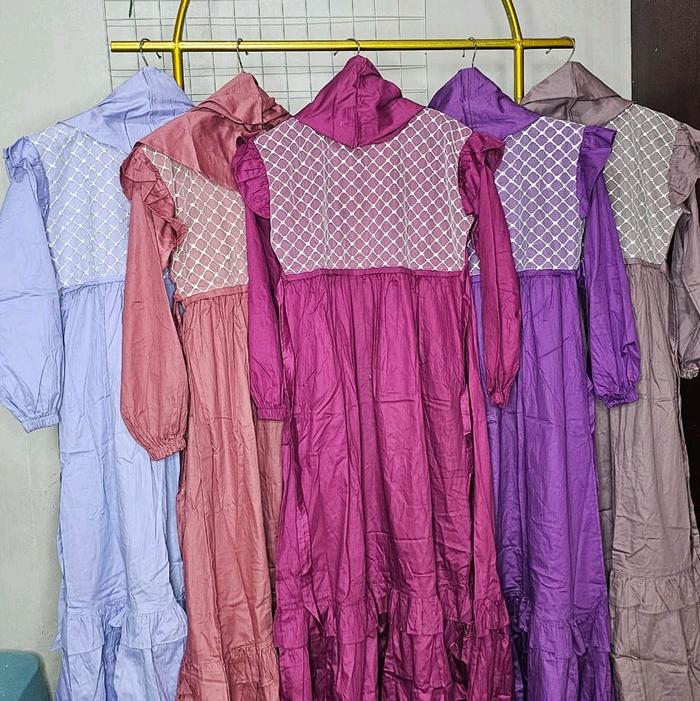 Gamis Yover katun jepang polos (10-13 tahun) Dress Muslim