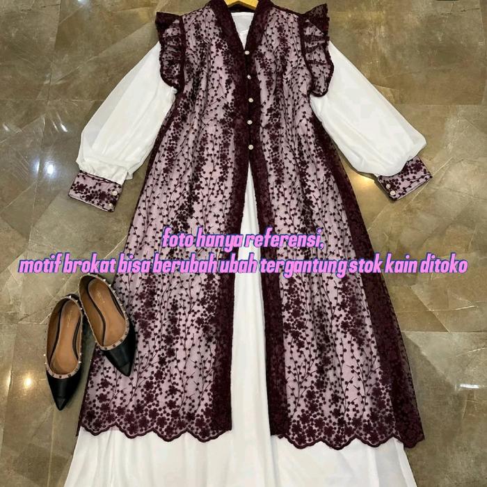 Gamis ceruty + outer brokat tile by Istyrumahjahit