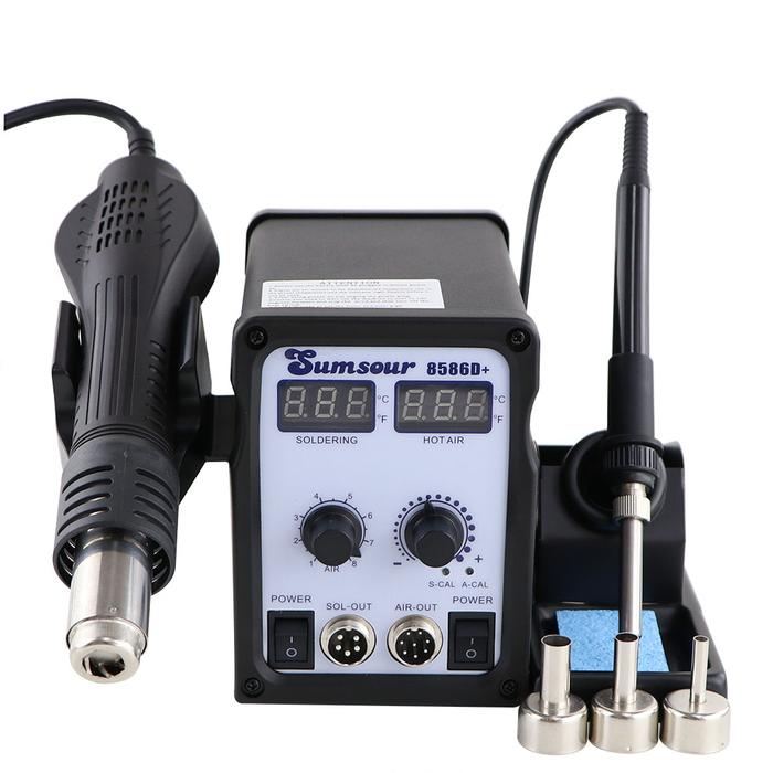 New SMD Rework Soldering Station 8586D+ 110V / 220V Solder Iron Hot