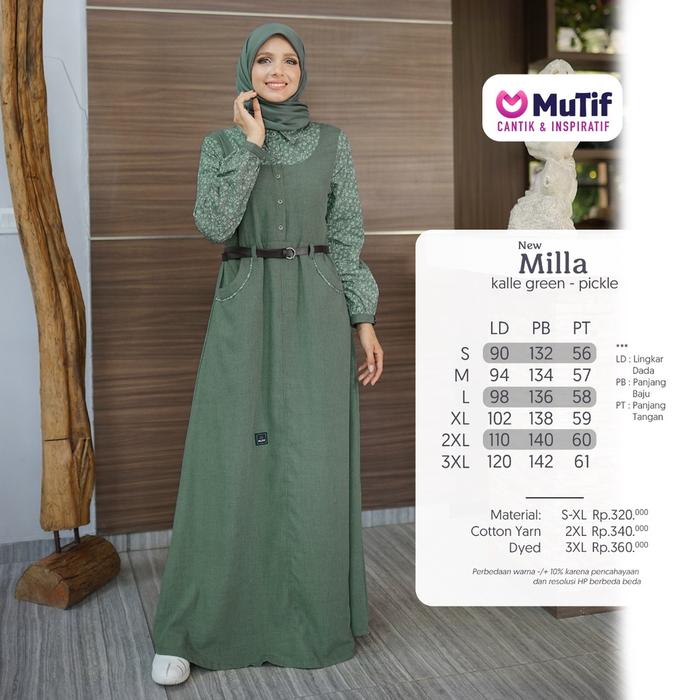 MUTIF Gamis Dewasa Milla Kale Green - Pickle New