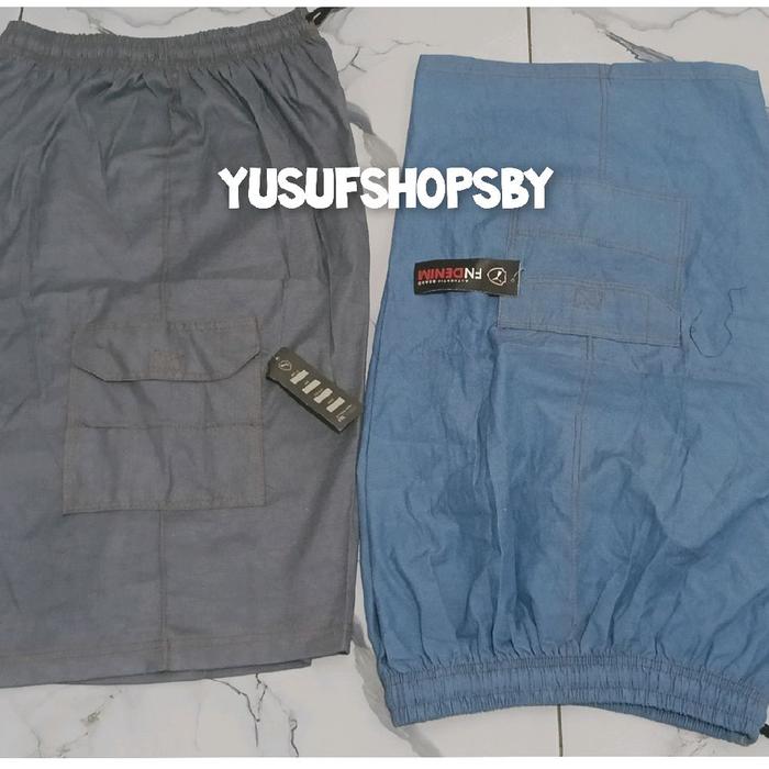 CELANA PENDEK KOLOR KANVAS DENIM OVERSIZE KEMPOL KANAN KIRI