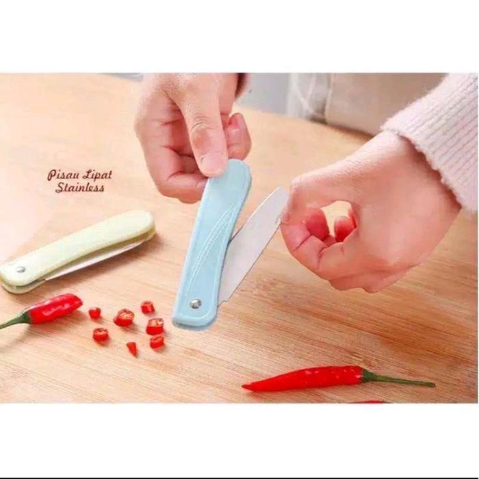 Pisau Lipat Mini Gagang Plastik/Silikon Pisau Stainless Pisau Dapur Tajam Lipat Pisau Mini Portable 