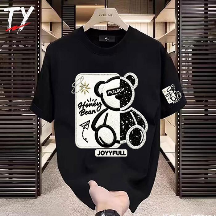 TY Baju Kaos Distro American-style Teddy Bear T-shirt Kaos Oversize Pattern Kaos Atasan Pria Kaos Pe