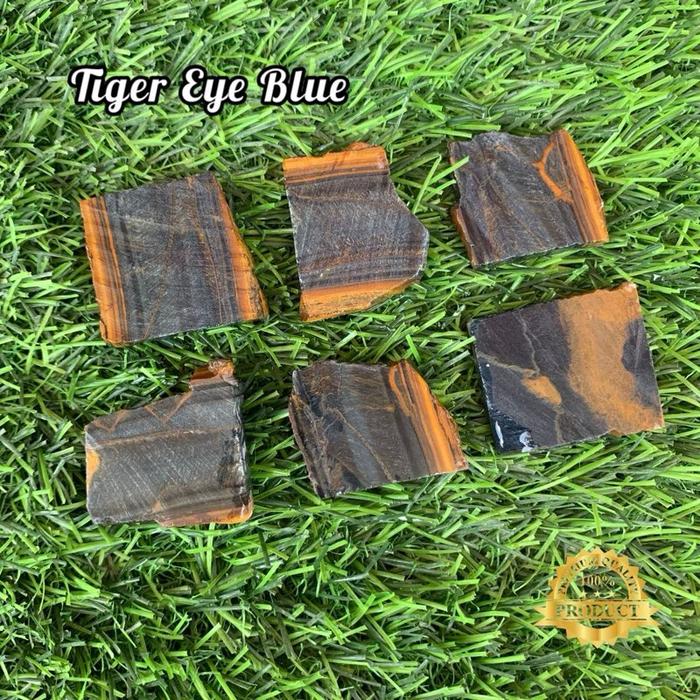 Bahan Batu Tiger Eye Blue Asli Natural / Bongkahan Batu Tiger Eye Blue / Lempengan Batu Tiger Eye Bl